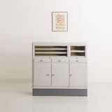 Industrial metal trade furniture equipped with display cases
