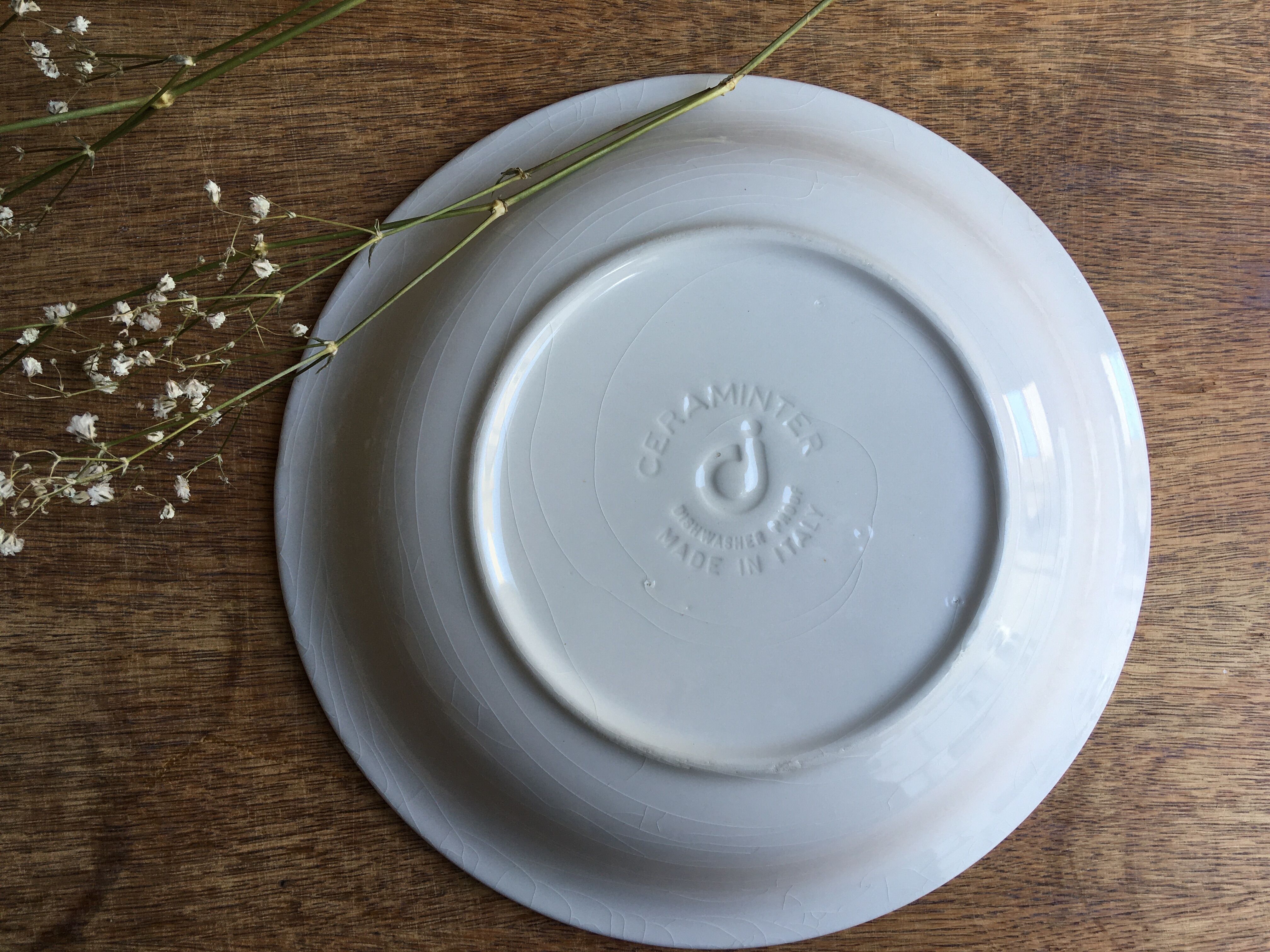 Lot of 3 hollow plates speckled blue Ceraminter