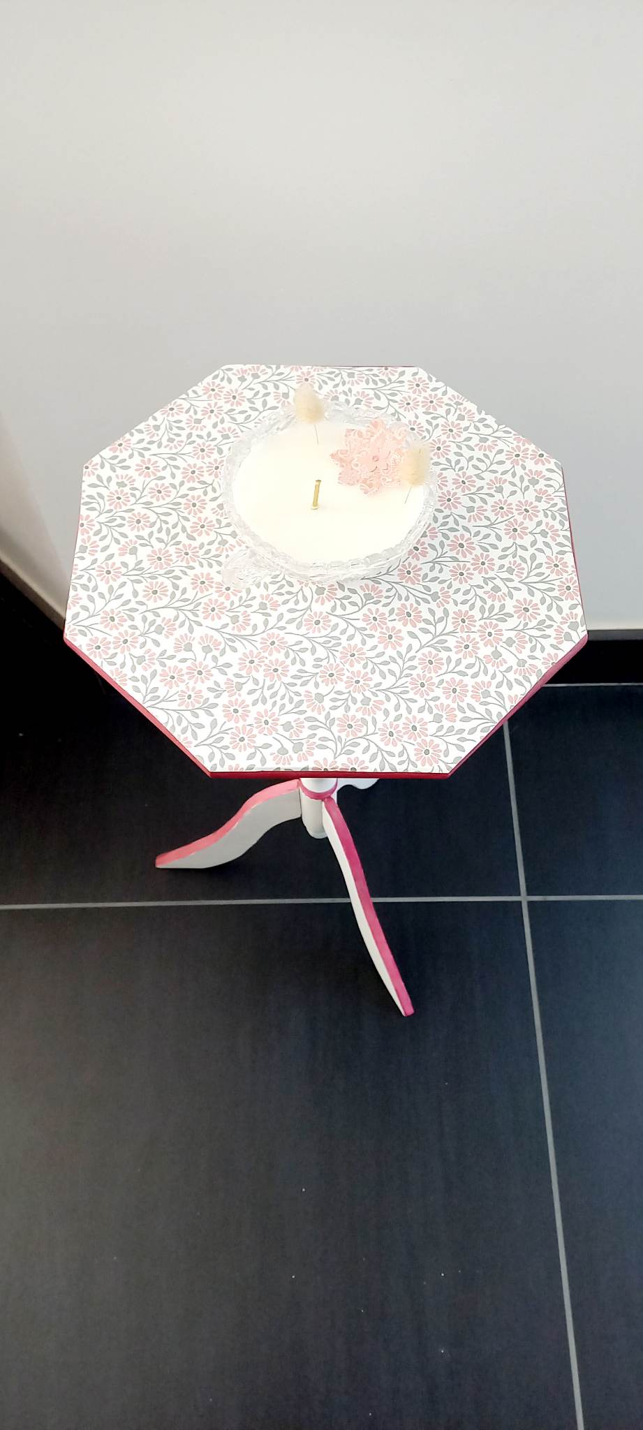 Vintage pedestal table restyled, antique pedestal table