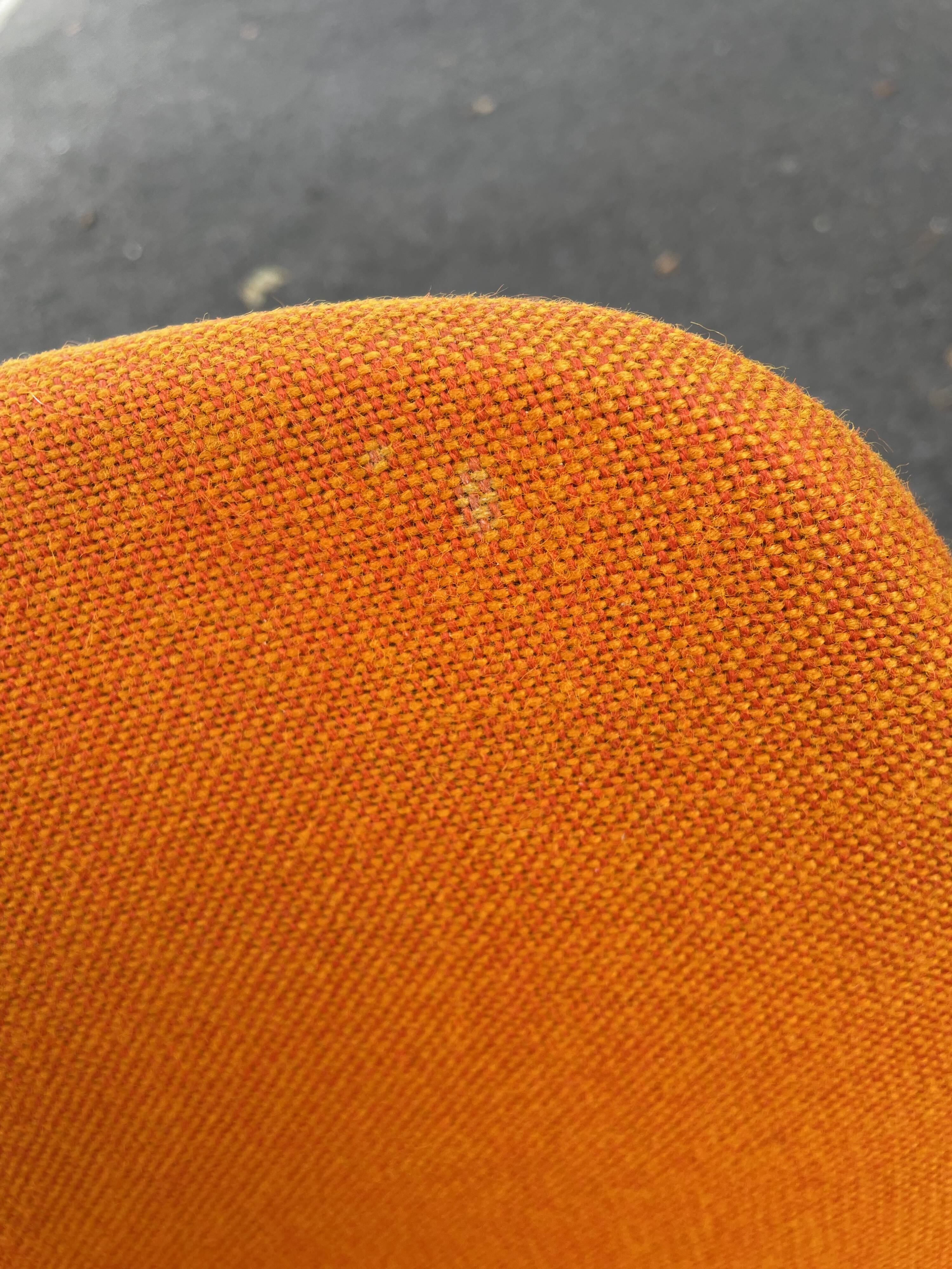 Set of 4 orange DSC 106 chairs Giancarlo Piretti for Castelli