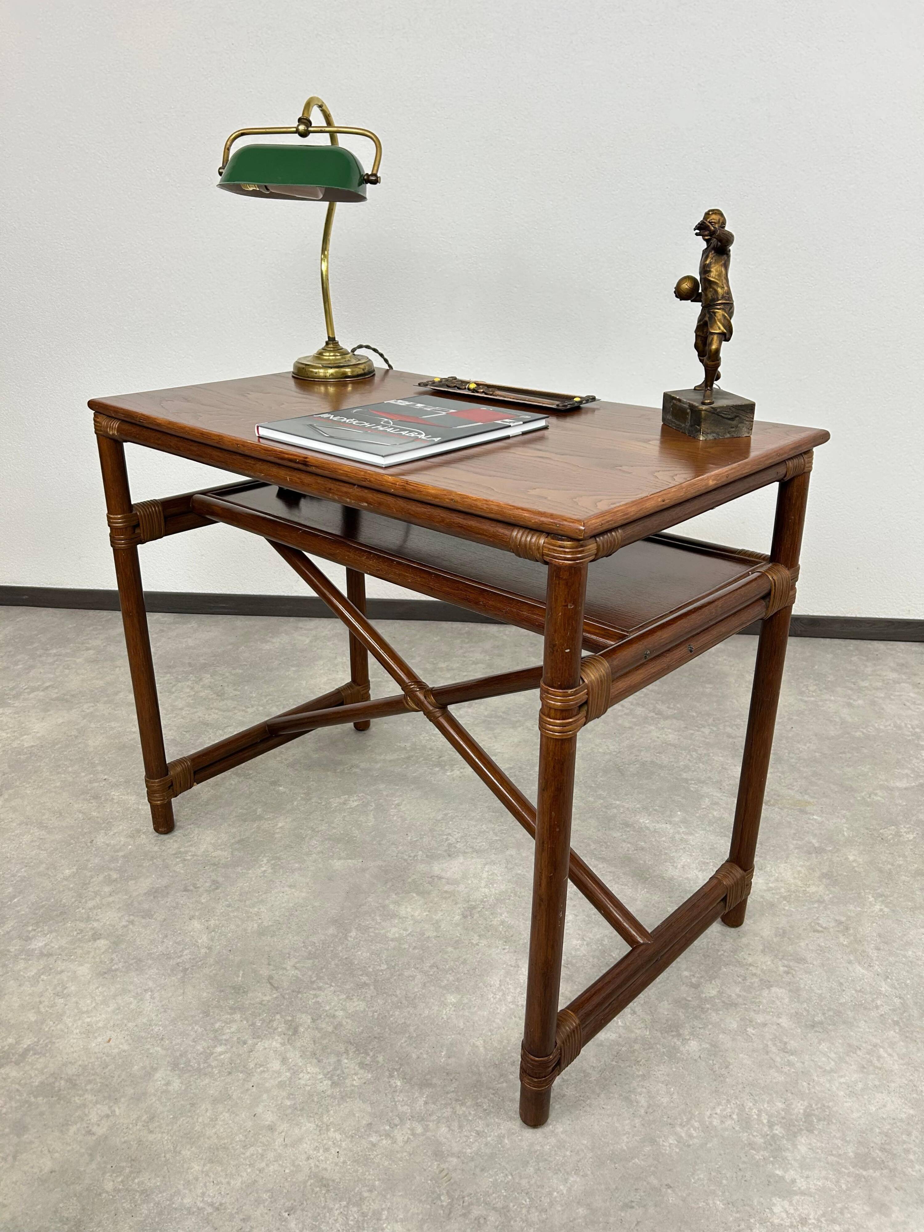 Modern mid-century bamboo desk by Gervasoni