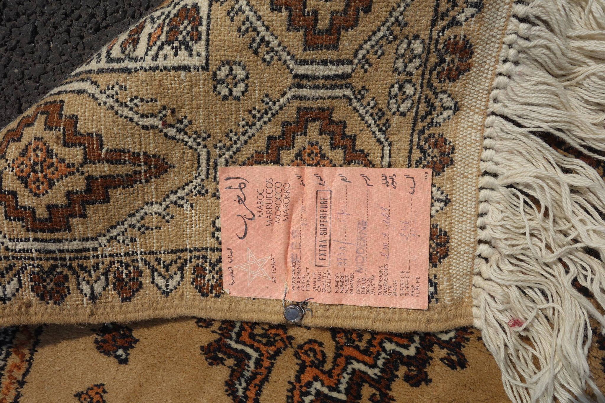 Ancien tapis de fès maroc laine très serrée tissé main