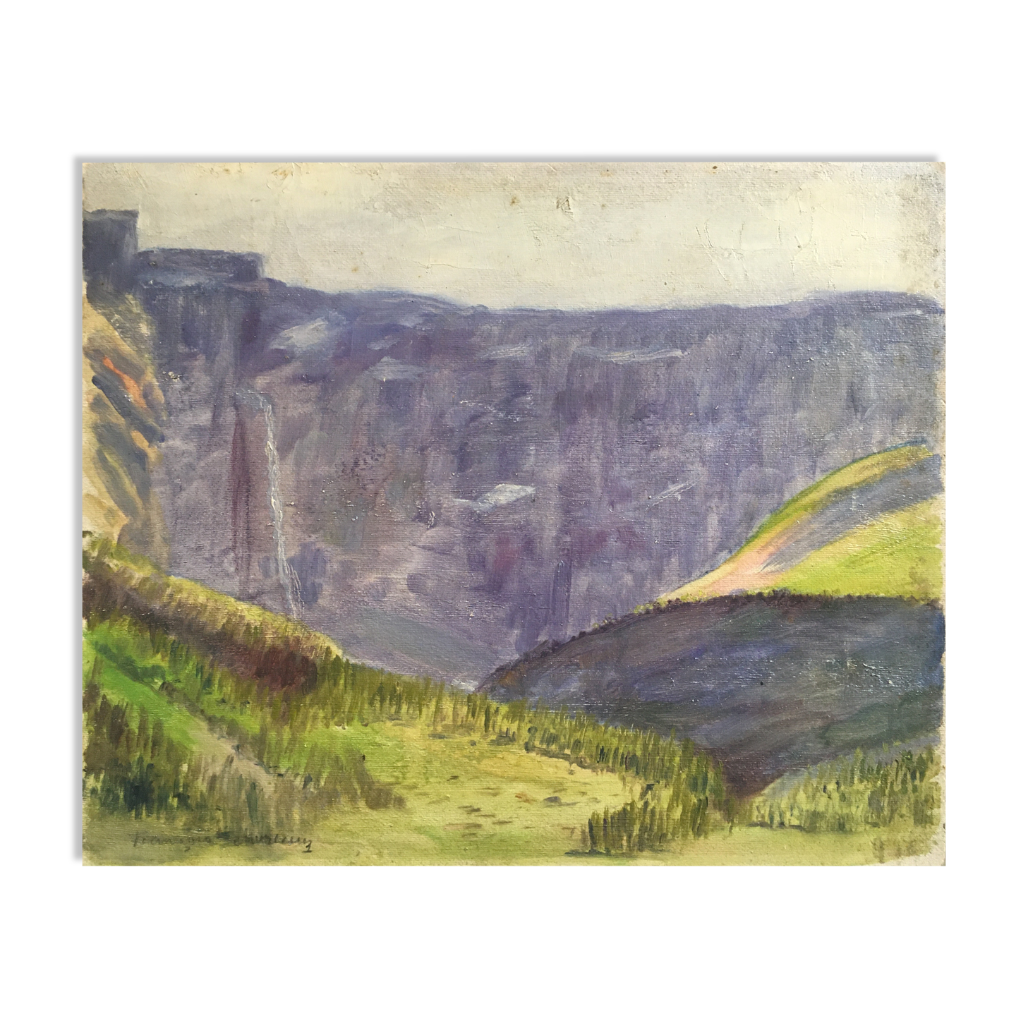 Impressionist Post-Print painting "Cirque de Gavarnie" by François Moreau - 1910