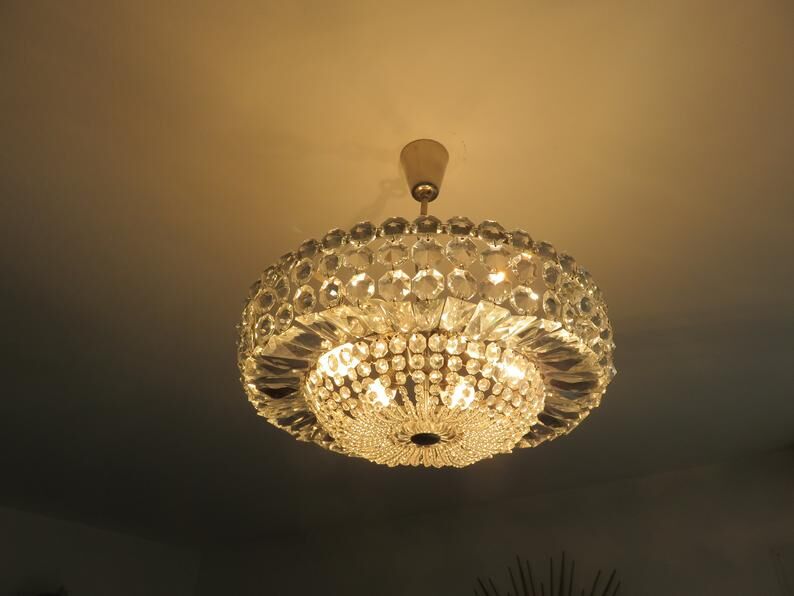 Lustre "Palwa" 6 fires in nickel brass and 60s crystal