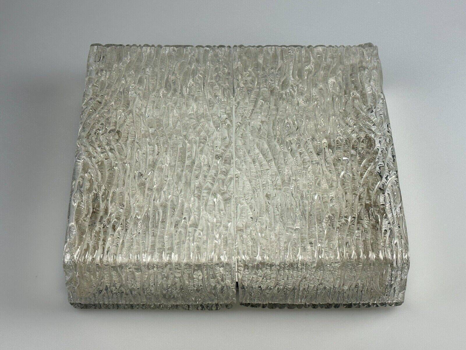 60s 70s ice glass flush mount ceiling lamp by Kaiser Leuchten Germany