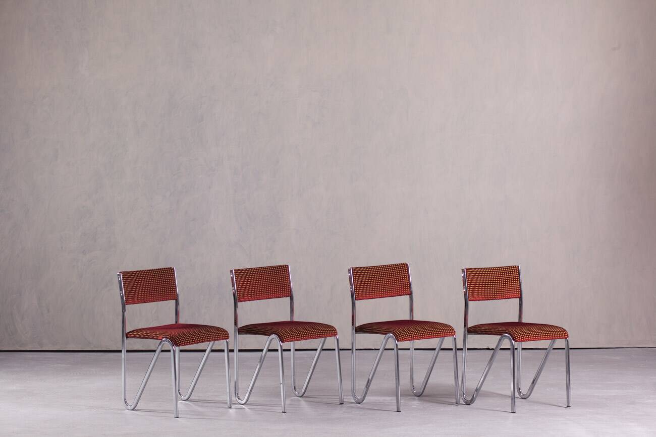 Vintage steel stacking chairs, Germany, 1980s, set of 4
