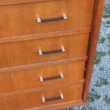 Vintage oak commode with tapered legs and wings from the 1950s.