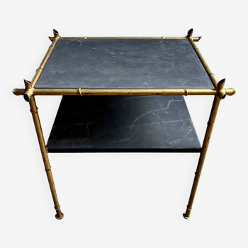 Table basse, bout de canapé en métal noir et doré