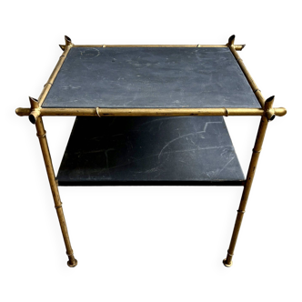 Coffee table, end table in black and gold metal