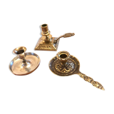 Lot de 3 bougeoirs en laiton et métal argenté