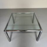 Antique glass and metal coffee table, Italian design from the 70s, vintage