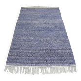 Tapis kilim artisanal tissé à la main – Bleu et écru – Style bohème moderne