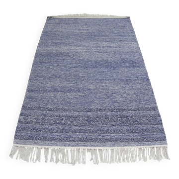 Handwoven artisanal kilim rug – Blue and cream – Modern bohemian style