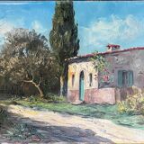 HST painting "Mediterranean landscape" by Louis AUDREY (19th-20th centuries)