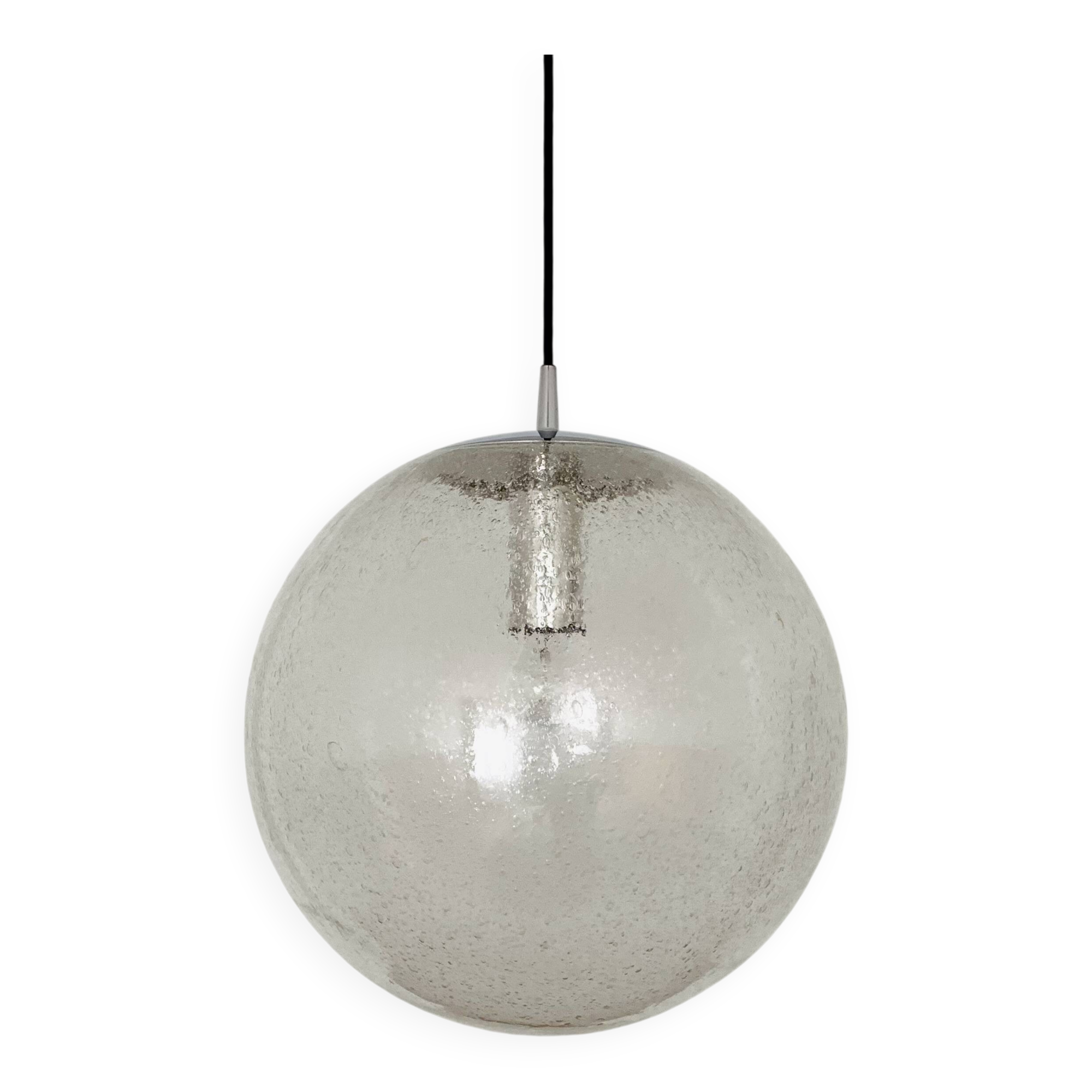 Grande suspension en verre bullé de Peill et Putzler