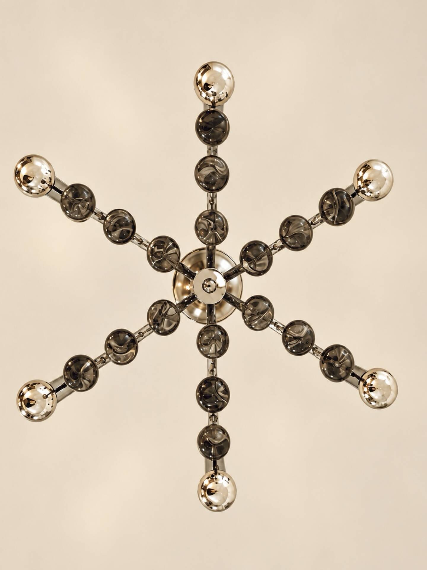 Chrome and crystal chandelier attributed to Gaetano Sciolari, Italy, 1970s.