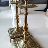 Paire de bougeoirs flambeaux antiques, style rocaille/baroque, XIXème