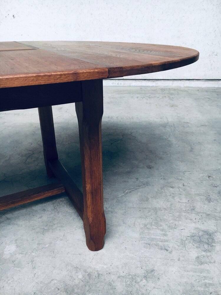 Popular Work Oak Extendable Dining Table, France, 1930s