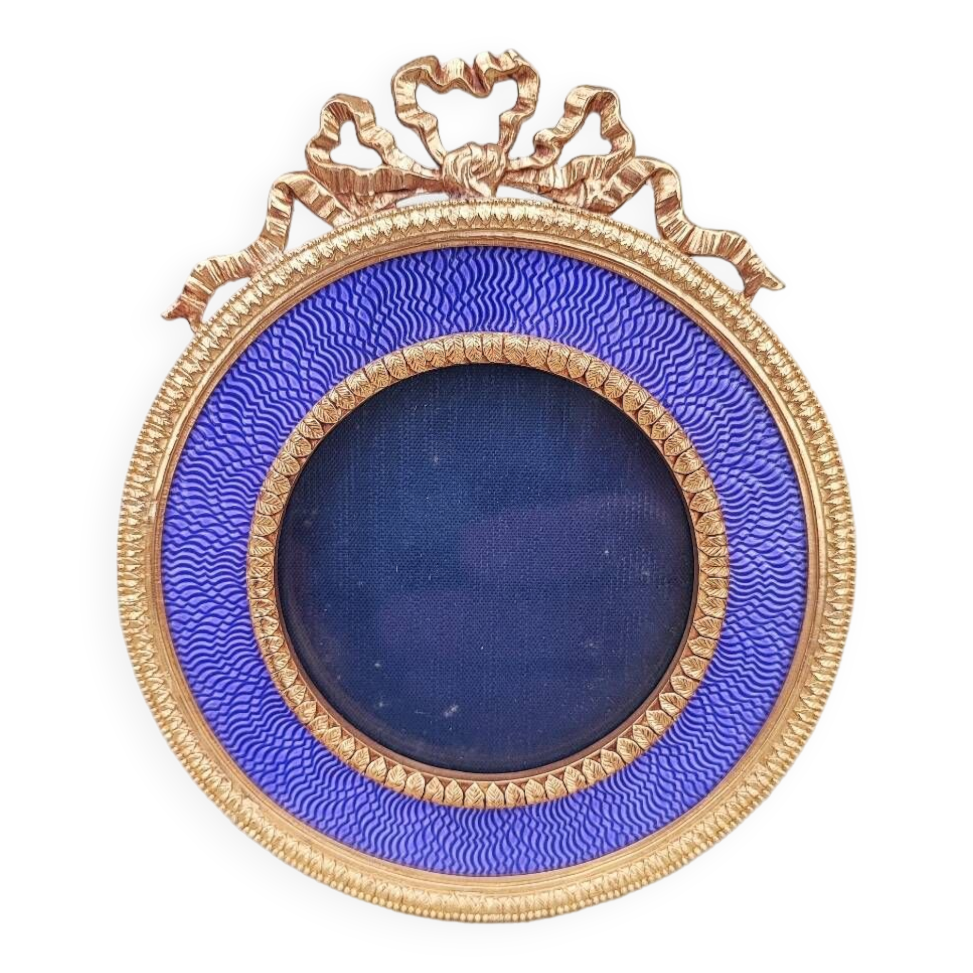 Miniature gilt metal and enamel photo frame