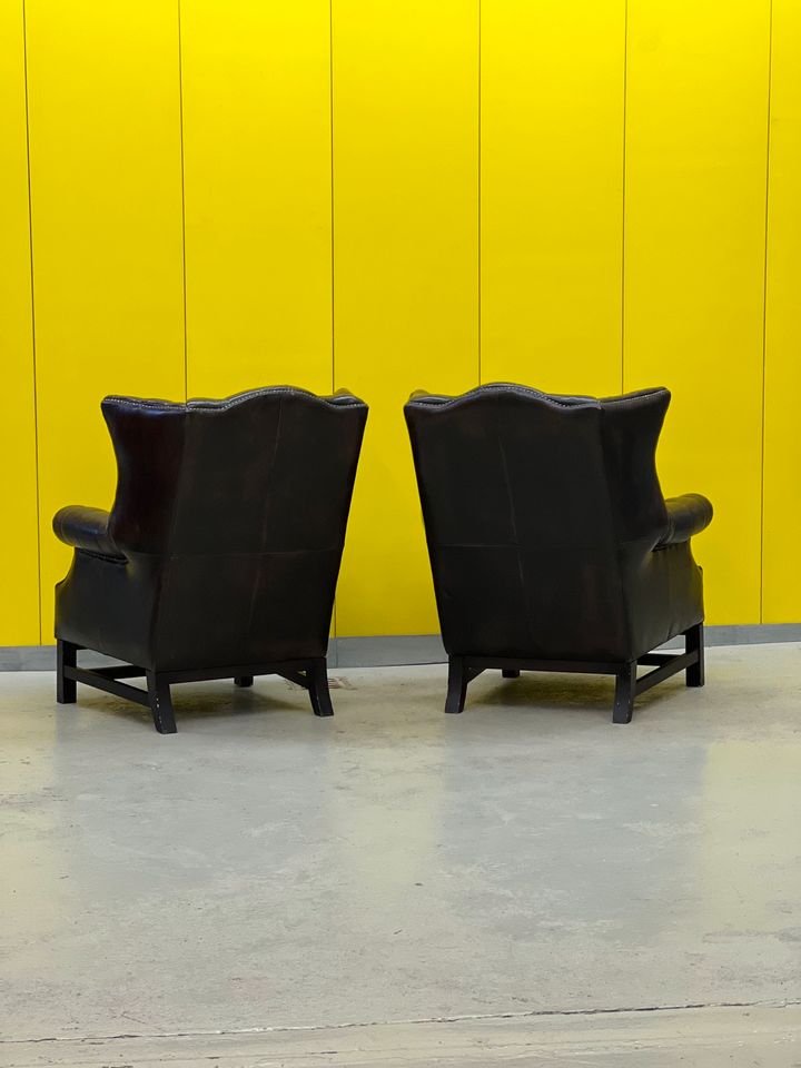 Vintage leather chesterfield wingback armchair (price is for one)