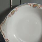 Hollow serving dish in limoges porcelain flower baskets, fruits - early 20th