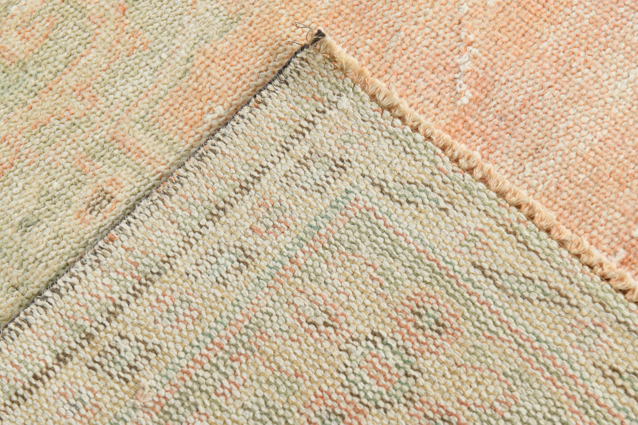 6x9 Peach Orange Turkish Vintage Rug, 192x288Cm