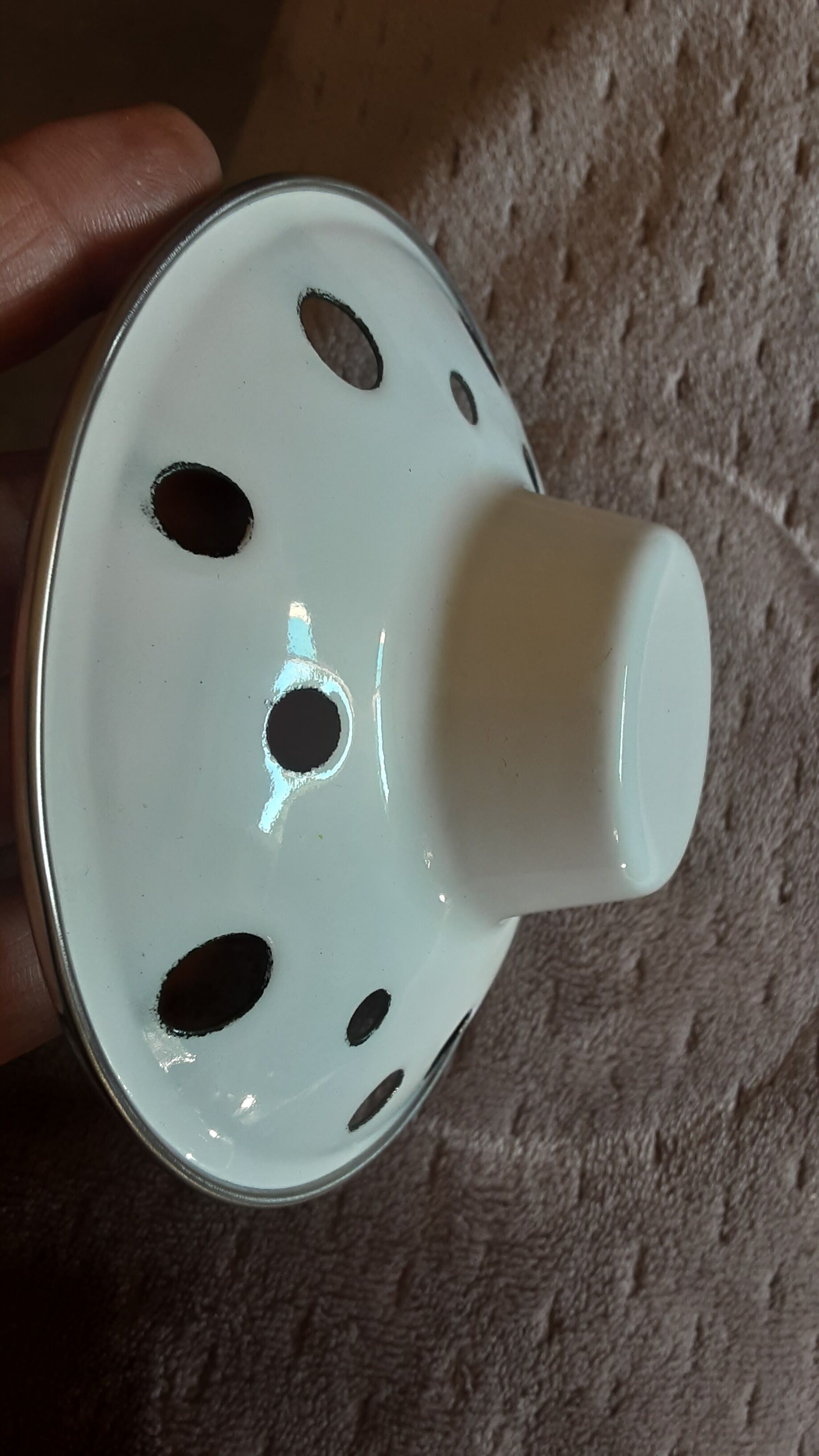 Bougeoir de table en métal émaillé- vintage