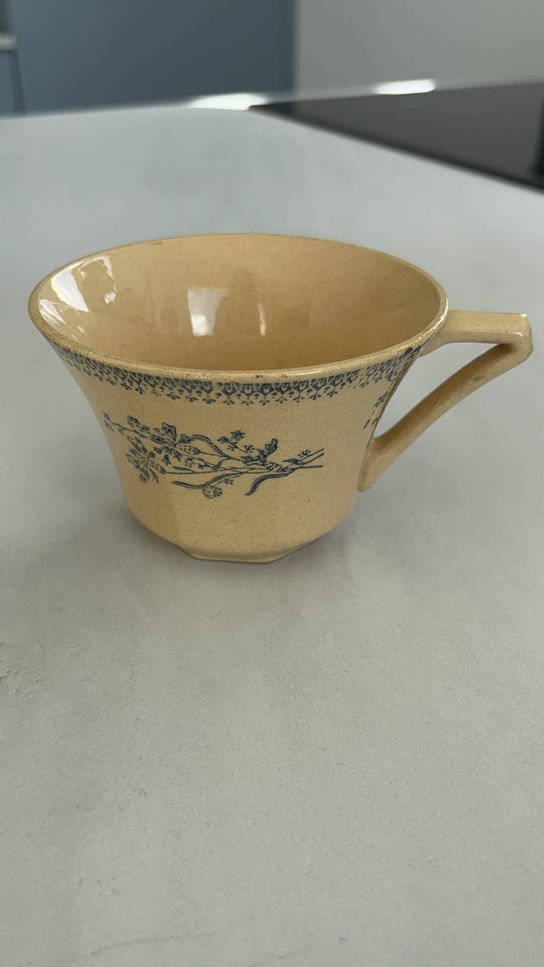 Iron earth tea cup St Amand - antique French earthenware with patina