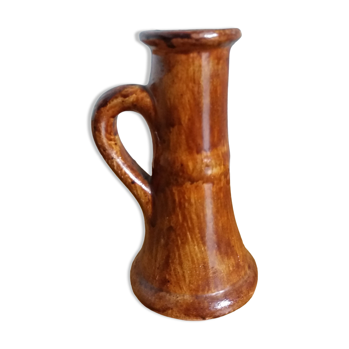Candle holder glazed stoneware chocolate