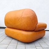 Canapé et fauteuils en cuir cognac par Sapporo pour Mobil, Italie
