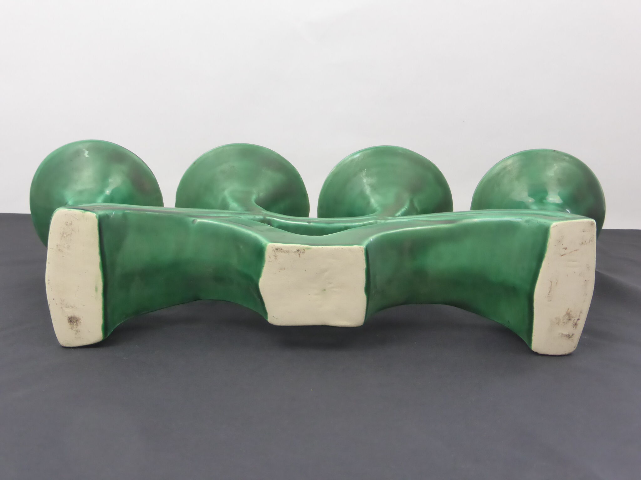 Vintage candle holder in green ceramic with 4 arms