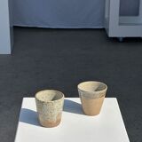 Set of 2 cups in Indonesian ceramic (brown & speckled glazed matte)