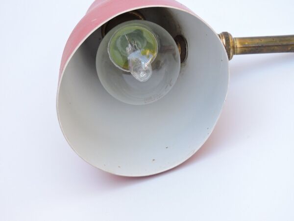 Lampe de bureau cocotte design Vintage en tole et laiton 1950