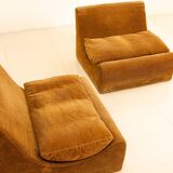 Pair of "Orbis" armchairs in brown velvet by Luigi Colani for Cor 60