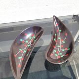 Pair of pockets tray by Gien 1950 or ramekins