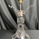 20th century crystal lamp with silver metal frame