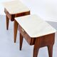Set of 2 Italian Midcentury Rosewood and carrara bedsides tables