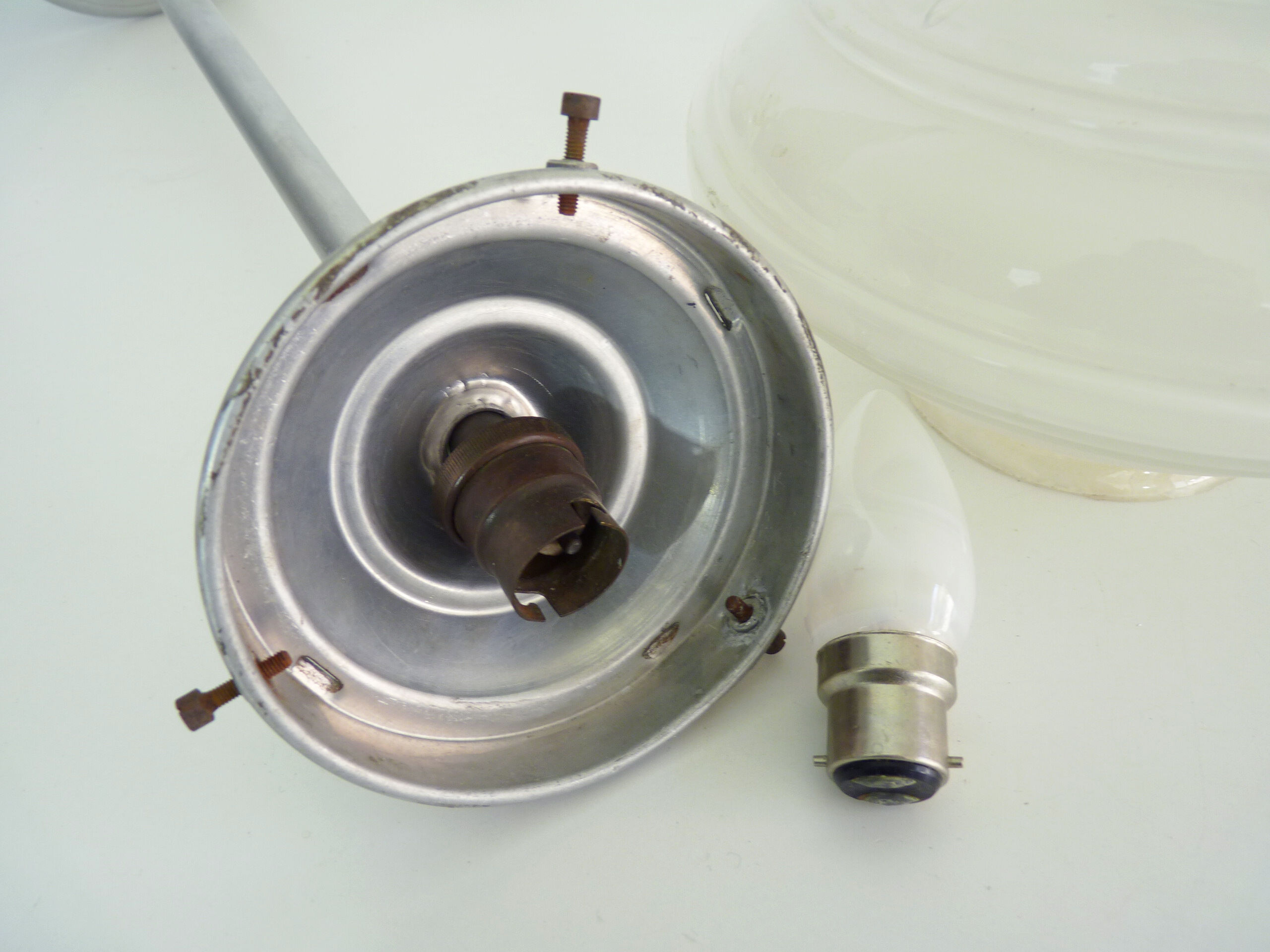 Glass hanging art deco ceiling light. aluminium structure