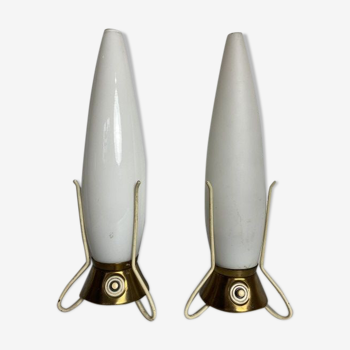 Vintage space age rocket bedside table lamps by Leoš Nikel