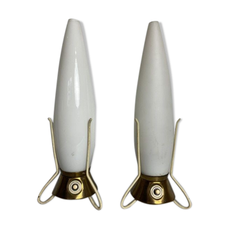 Vintage space age rocket bedside table lamps by Leoš Nikel