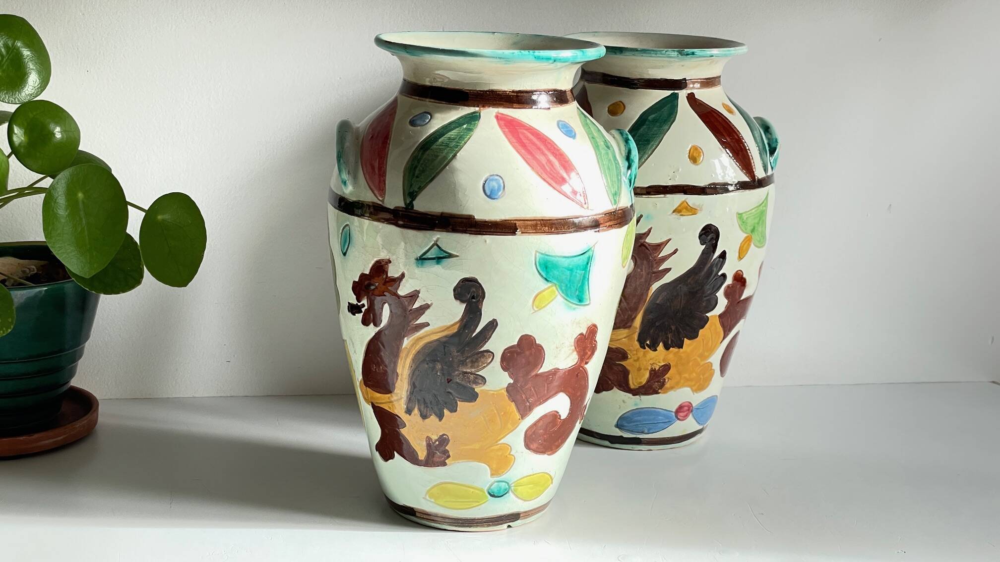Vases vintage italy motif dragon