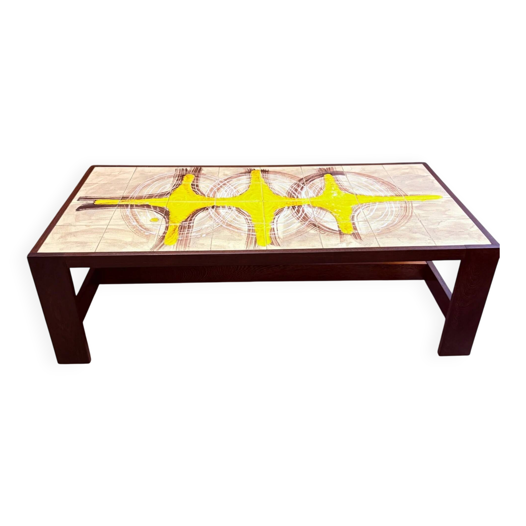 Danish coffee table with ceramic top on wenge frame, 1970s