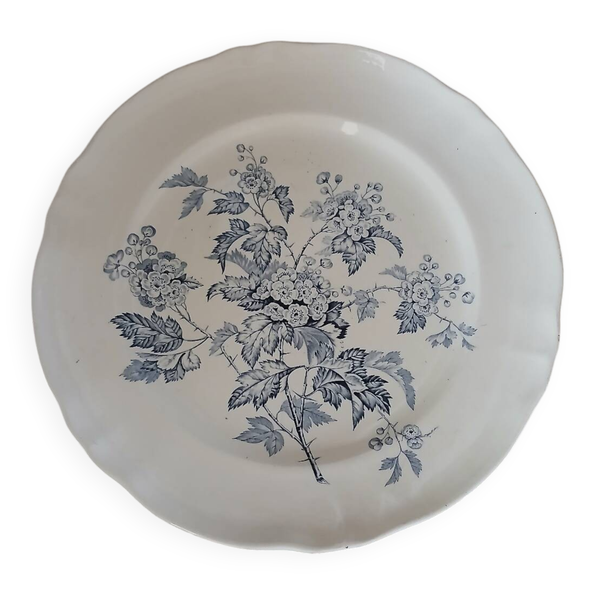 Large round antique ironstone dish