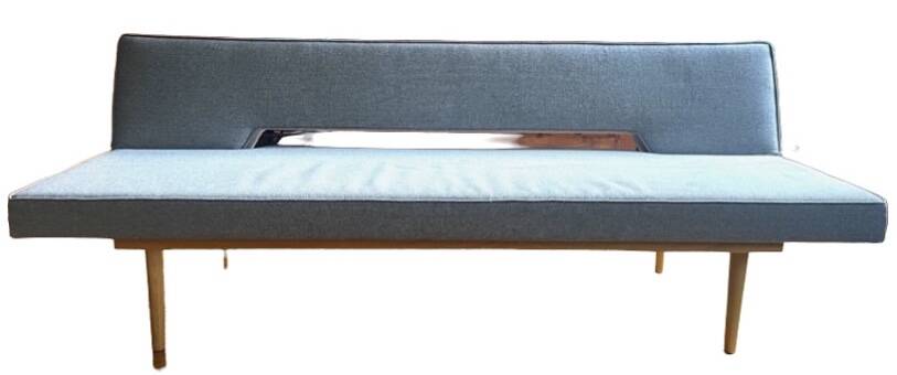 Canapé scandinave vintage, banquette scandinave vintage en teck, canapé en laine