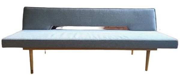 Canapé scandinave vintage, banquette scandinave vintage en teck, canapé en laine