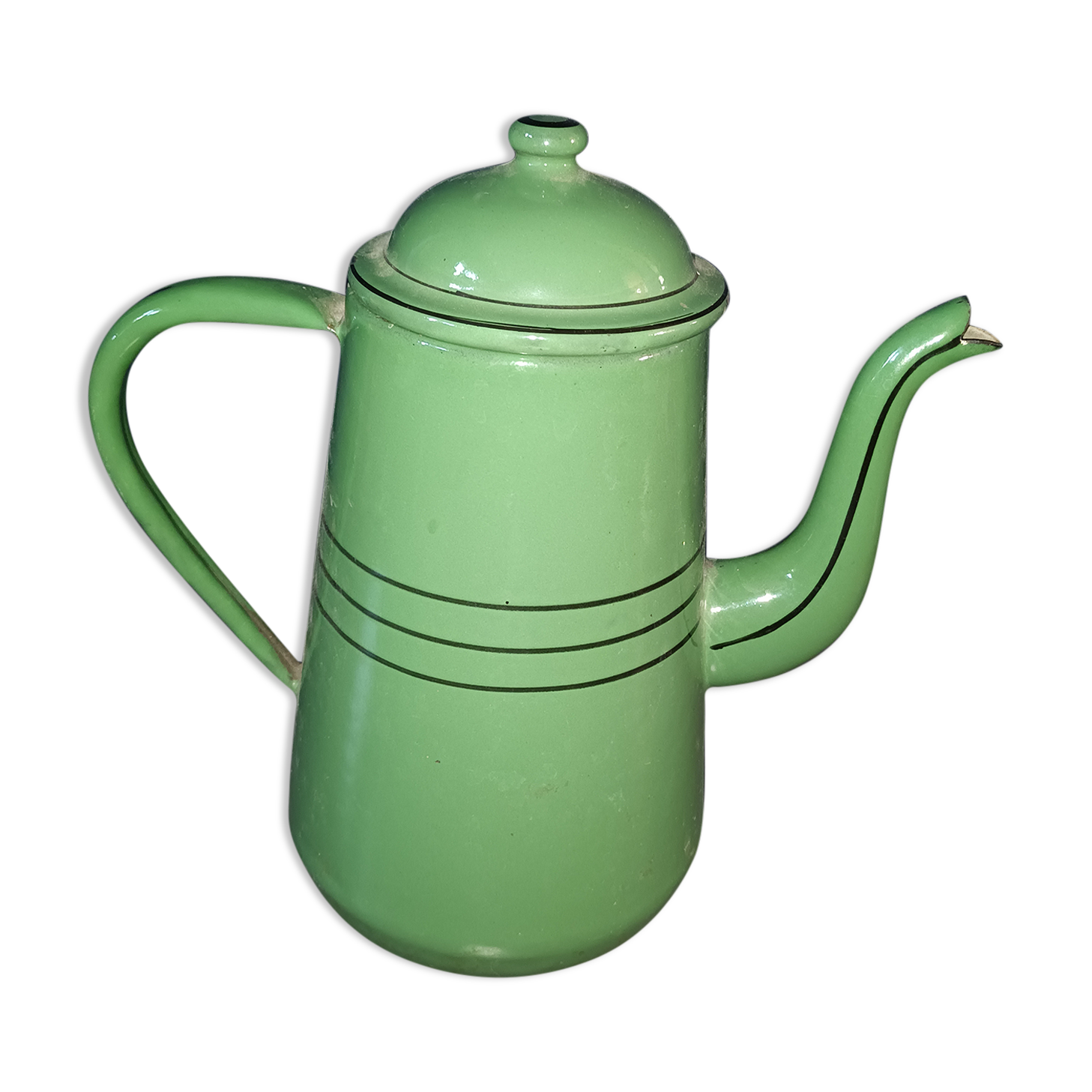 Green enameled coffee pot