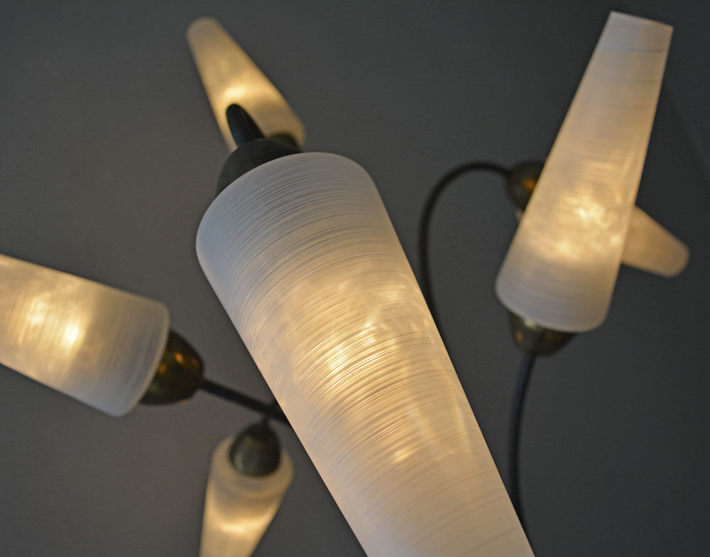 1950's Vintage 6-Shade Tripod Floor Lamp