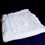 Knitted white cotton bedspread