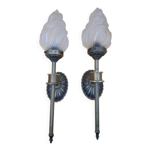 Paire d'appliques torchères - laiton