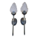 Pair of brass torch wall lights with globe flame.